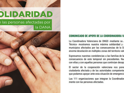 Toda nuestra solidaridad con las personas afectadas por la dana